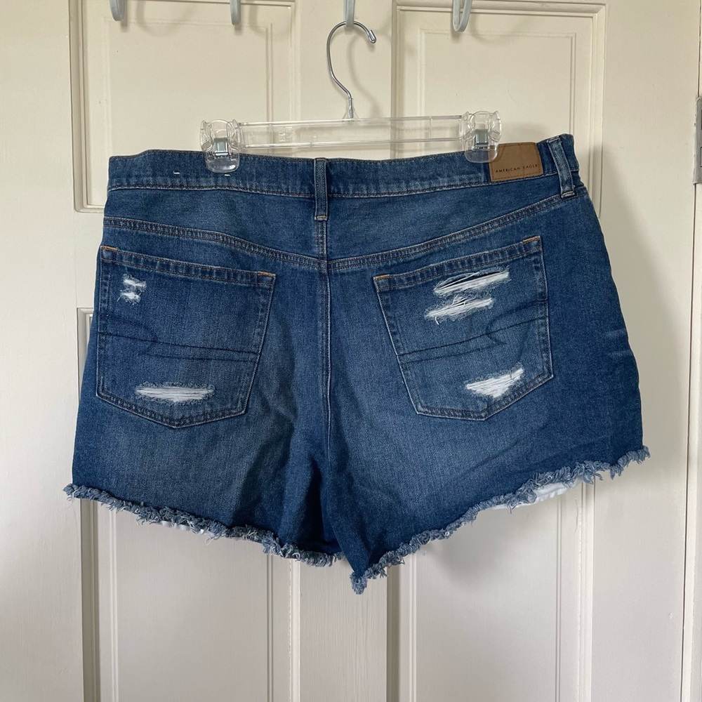 American Eagle Hi Rise Festival Midi Jean Shorts floral pockets size 18/20 - Picture 4 of 6
